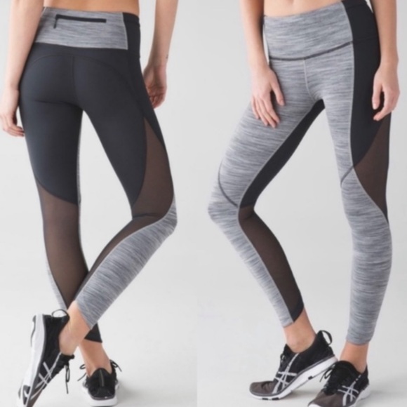 Lululemon Run With The Sun Tights Black Grey Size 6 NWOT - Picture 2 of 3